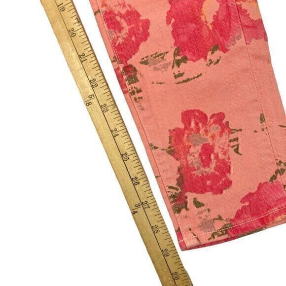 Lucky Brand Legend Skinny Jeans Womens 2/26 Peach Floral Stretch 5 Pockets Denim - Picture 11 of 13